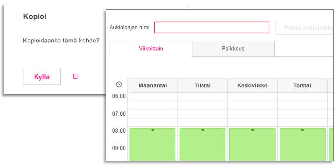 Aikataulun kopiointi Olemassa olevan aikataulun voi kopioida pohjaksi, kun luodaan uutta aikataulua.