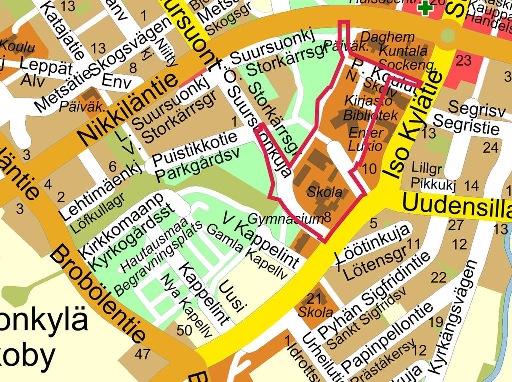 Kaava-alueen sijainti unnan oastalla Sioon unnan mittaus- ja iinteistöysiö.