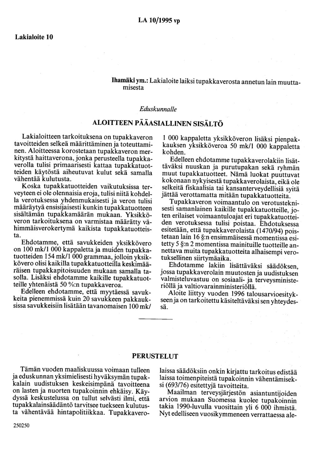 LA 10/1995 vp Lakialoite 10 Ihamäki ym.