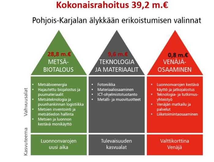 Innovaatiotoiminnan erikoistumisen taustalla olivat alueen t & k-organisaatioiden strategiset valinnat, alueella toimiva yritysrakenne, maakunnan vahvojen toimialojen osaamis- ja