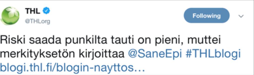 THL sanoo, että