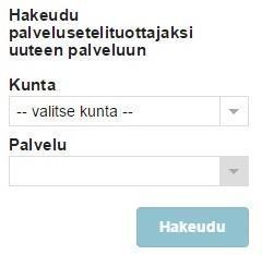 3 PALVELUT JA PALVELUNTUOTTAJAKSI HAKEUTUMINEN Palvelut - välilehden alta löytyvät kaikki palvelut, joihin yritys on hakeutunut ja hyväksytty palveluntuottajaksi.