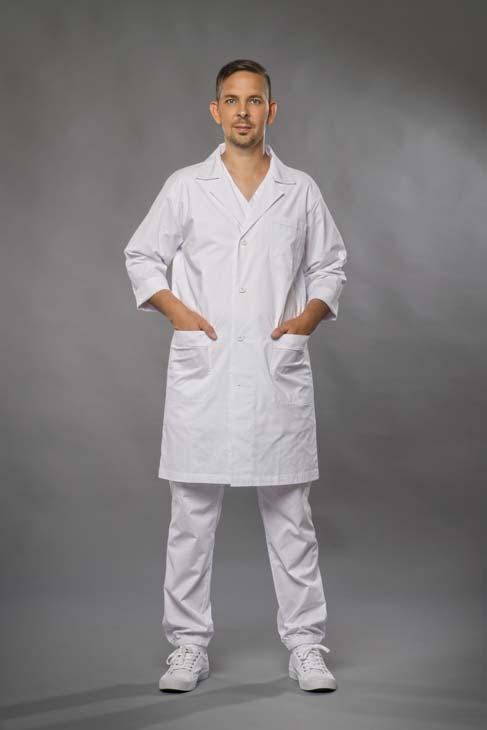 MIESTEN LÄÄKÄRINTAKKI tilauskoodi: 835 KOOT: XS - 3XL Lääkärintakki on valmistettu miesten mitoilla, mutta sopivasti väljä suoralinjainen takki sopii kaikille.