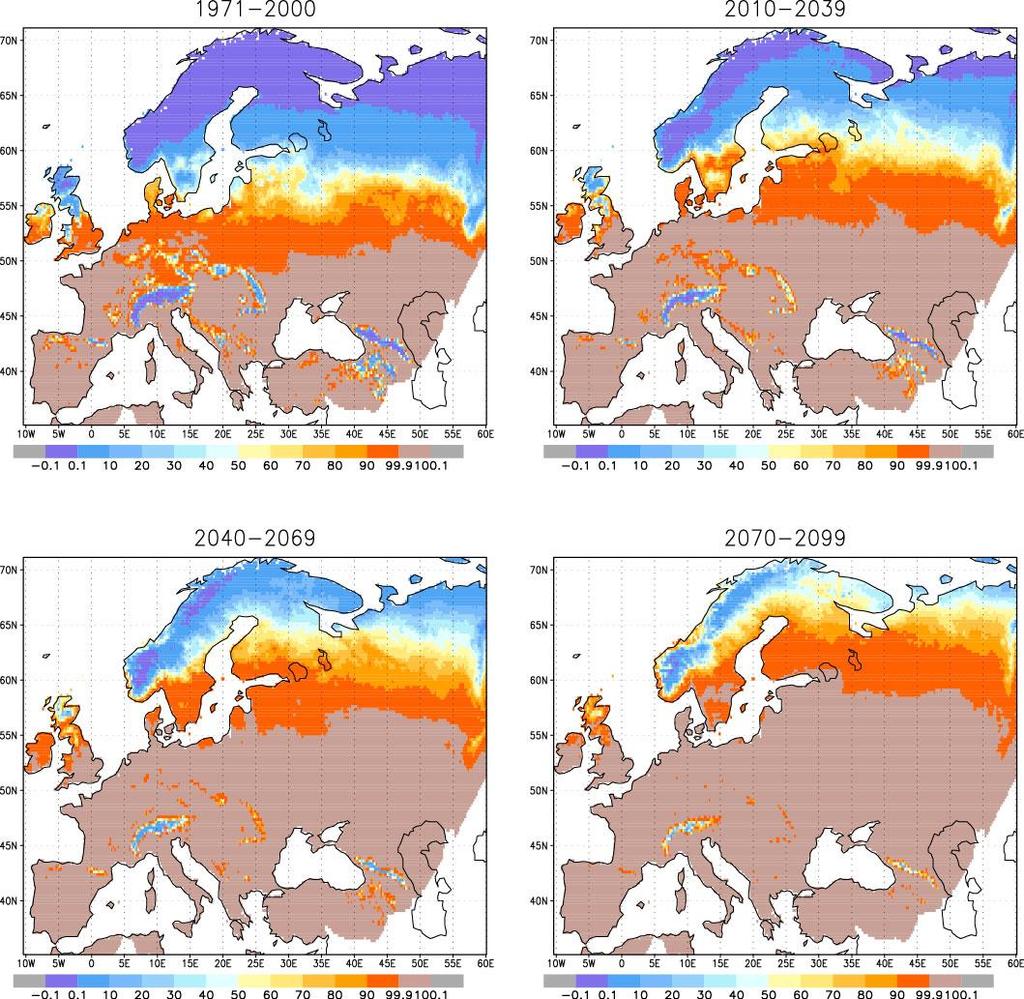 kasvukauden lämpösumma kohoaa yli 1500 C vrk. Tällaisten tilanteiden todennäköisyyden arviointi pohjautuu 23 eri ilmastomallin antamiin arvioihin tulevaisuuden ilmastosta.