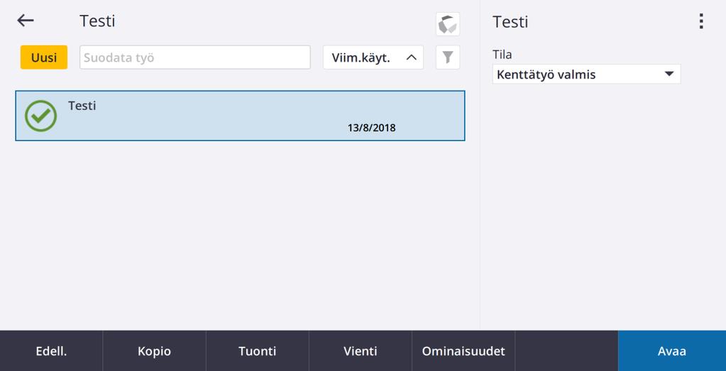 Työn perustaminen Mene hampurilaispainikkeen kautta työ