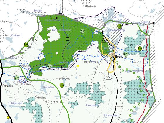 FCG SUUNNITTELU JA TEKNIIKKA OY Osallistumis- ja arviointisuunnitelma 3 (7) de. Hossan kylän ympäristöineen on matkailun vetovoima-aluetta (mv). Hossan kylä on merkitty kylämerkinnällä (at).