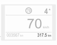 Ilmoittaa ajonopeuden. Matkamittari Tallennettu kokonaisajomatka näytetään kilometreinä.