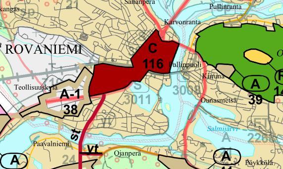 ALUETTA KOSKEVAT SUUNNITELMAT Rovaniemen maakuntakaava Alue kuuluu Rovaniemen maakuntakaava-alueeseen. Ympäristöministeriö on vahvistanut Rovaniemen maakuntakaavan 2.11.2001.