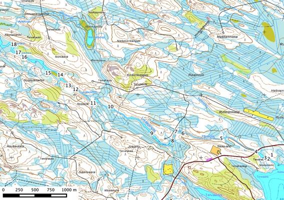 8 3. Geologia, topografia ja maisema Kunnostusalue sijaitsee Kuhmon Luulajanjoen alueilla Niskakoski, Pitkäkoski, Kokkokoski, Kokkonivat, Sikaniva ja Varajoki.