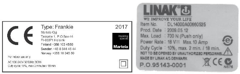1. I forbindelse med heving og senking av bordet finnes det en risiko for å bli klemt mellom den bevegelige bordplaten og de faste delene. 2.