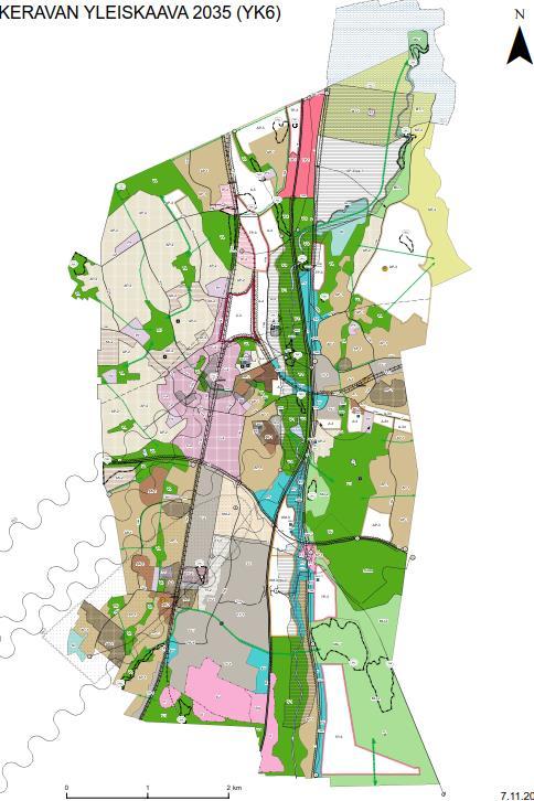 YLEISKAAVOITUS Koko kaupungin yleispiirteinen maankäytön suunnitelma Uudet rakennettavat alueet ja käyttötarkoitukset Viheralueverkosto yleispiirteisesti esitettynä
