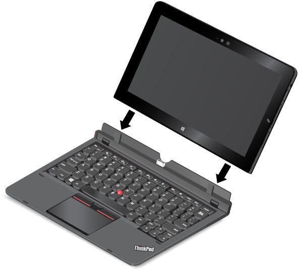 2. Irrota taulutietokone näppäimistöstä. Huomautus: Älä irrota taulutietokonetta ThinkPad Helix Ultrabook Pro Keyboard -näppäimistöstä näppäimistön käytön aikana.
