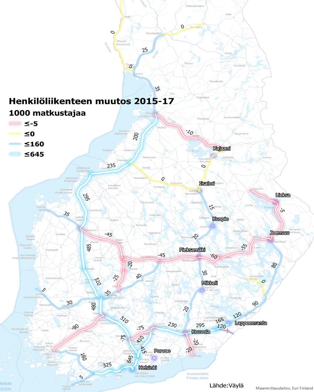 Henkilöliikenteen matkustajamäärät ovat