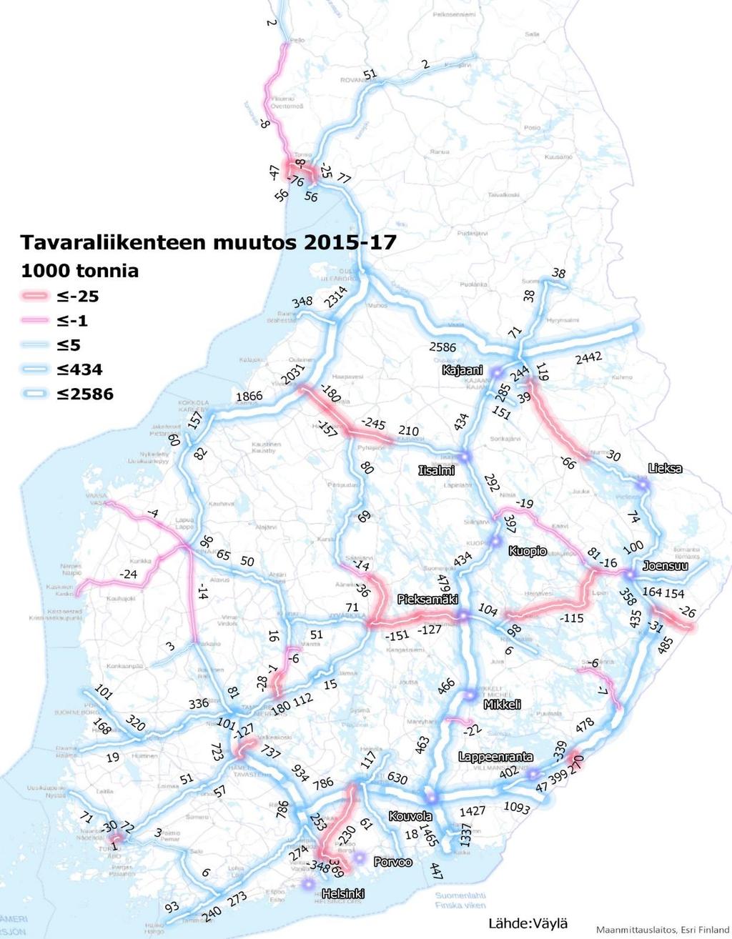 Tavaraliikenne on kasvanut merkittävästi Kainuusta