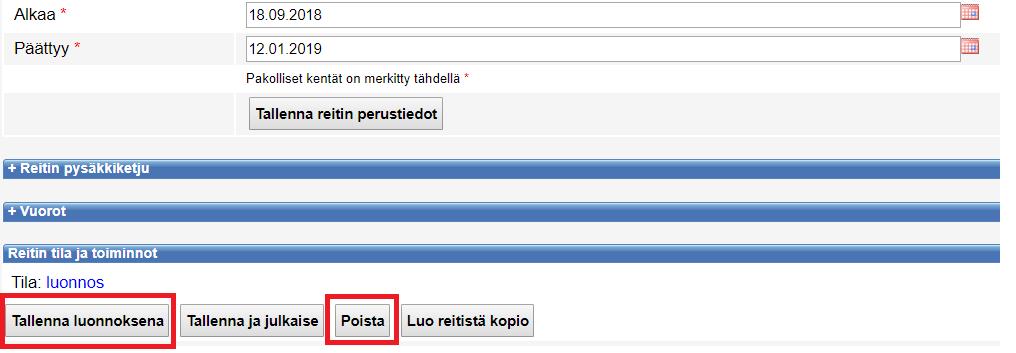 Ohje 30 (35) 2.7.3 Reitin kopiointi (olemassa olevan reitin hyödyntäminen uuden reitin luomisessa) Uuden reitin voi luoda myös olemassa olevan reitin pohjalta.