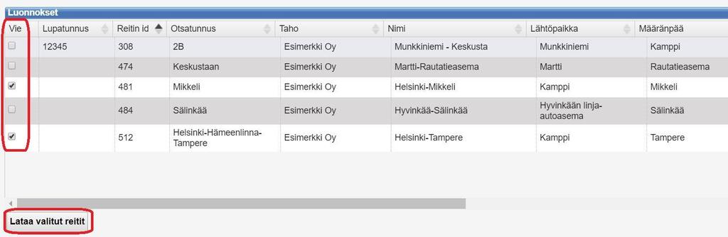 Kun tiedot on tarkistettu, tallenna reitti luonnoksena tai julkaise reitin tiedot ohjeen luvun 2.6 mukaisesti. 3.