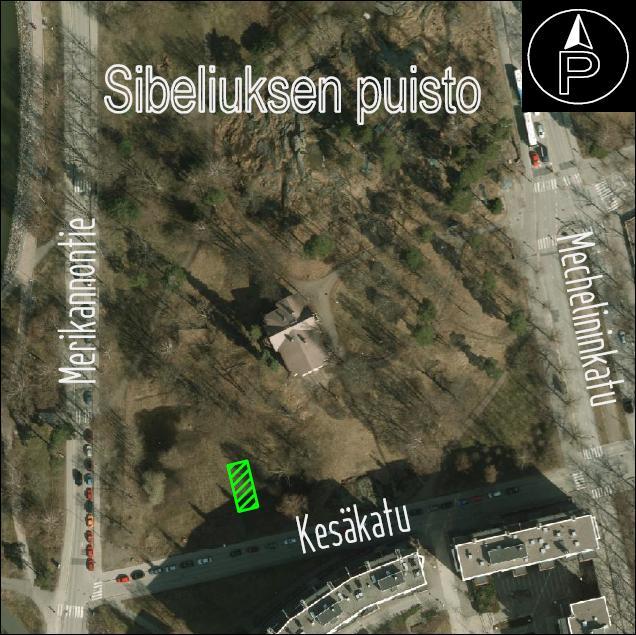 4 Sibeliuksenpuisto,Taka-Töölö Merkitty istutusalue