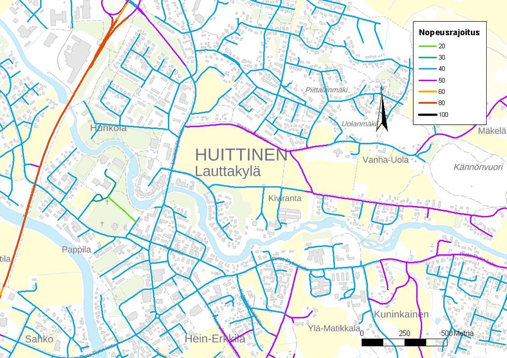 NOPEUS- RAJOITUKSET 80 50 Tulevan koulun läheisyydessä on nykyisin voimassa 40 km/h