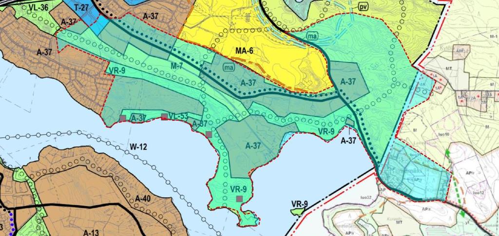 Kuva 4. Y-202 Lahden läntisten osien osayleiskaava 2016 (selvitysalue korostettu). 1.2.3 Asemakaava Selvitysalueelle ei ole laadittu asemakaavaa.