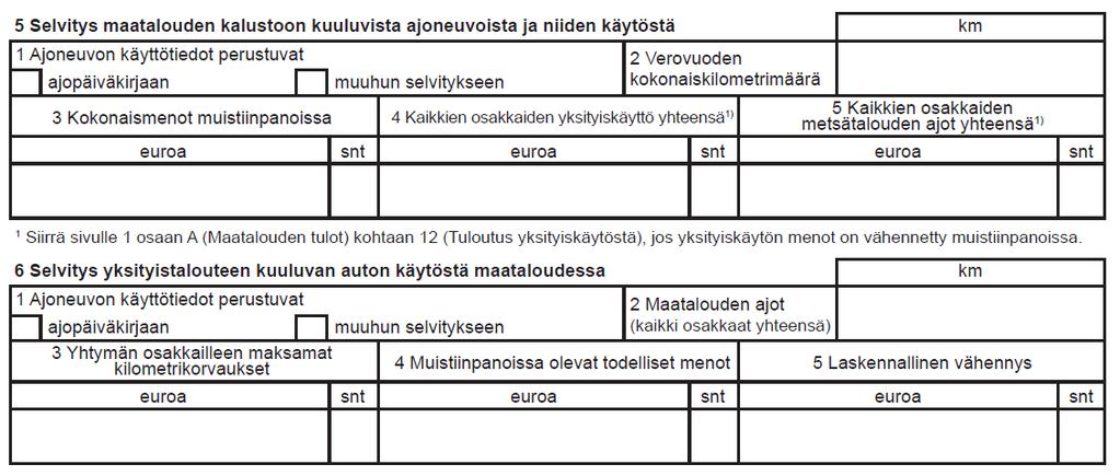 Maatalousyhtymän veroilmoitus 2Y - muita muutoksia Autokuluja koskevat erittelyt on uudistettu yhtymän ilmoittamisen näkökulmasta Aiemmin