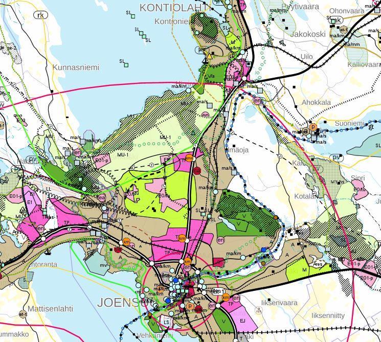 FCG SUUNNITTELU JA TEKNIIKKA OY Raportti LUONNOS 3 (20) Kuva 2. Ote Pohjois-Karjalan maakuntakaavan vahvistettujen kaavojen (1.-4.) yhdistelmäaineistosta.