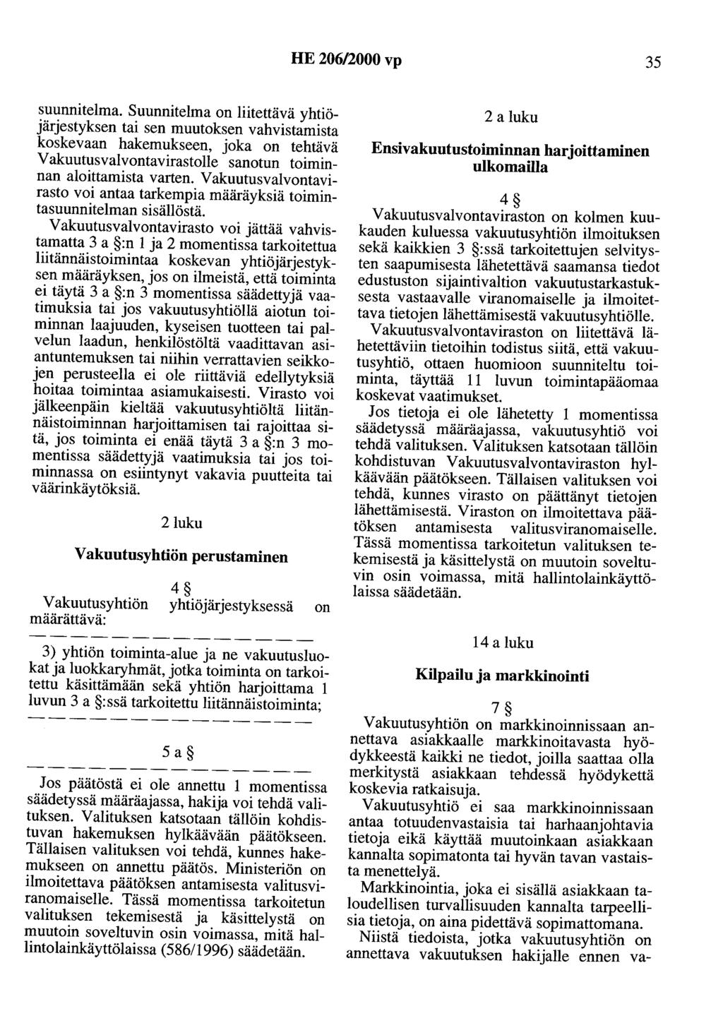 HE 206/2000 vp 35 suunnitelma.