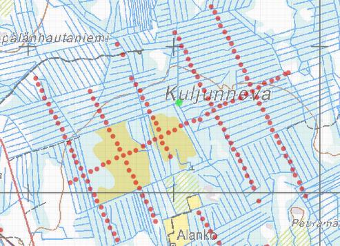 Kategorian 3 suot olivat pinta-alaltaan suuria ja ne jaettiin ojitettuihin ja ojittamattomiin laikkuihin (Kuva 6). Kategorian 4 suot, joita oli 4 000 ha, rajattiin tarkastelun ulkopuolelle.