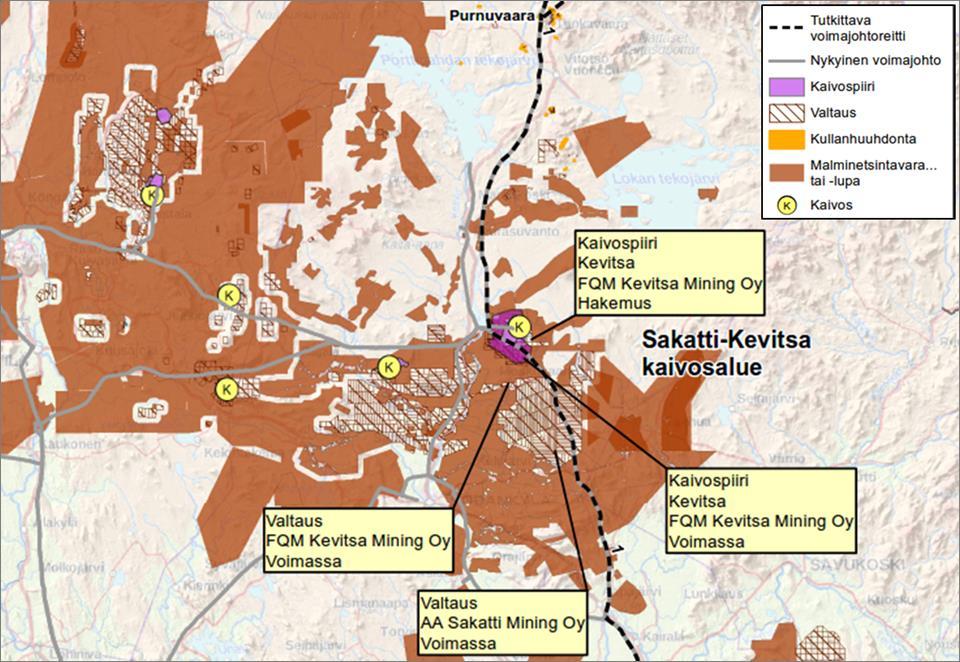 Selvitys maakuntakaavoitusta varten sivu 35 /37 kesästä 2012 saakka. Sakatin kupari-, nikkeli- ja PGE-esiintymä sijaitsee 25 kilometriä Sodankylästä pohjoiseen.