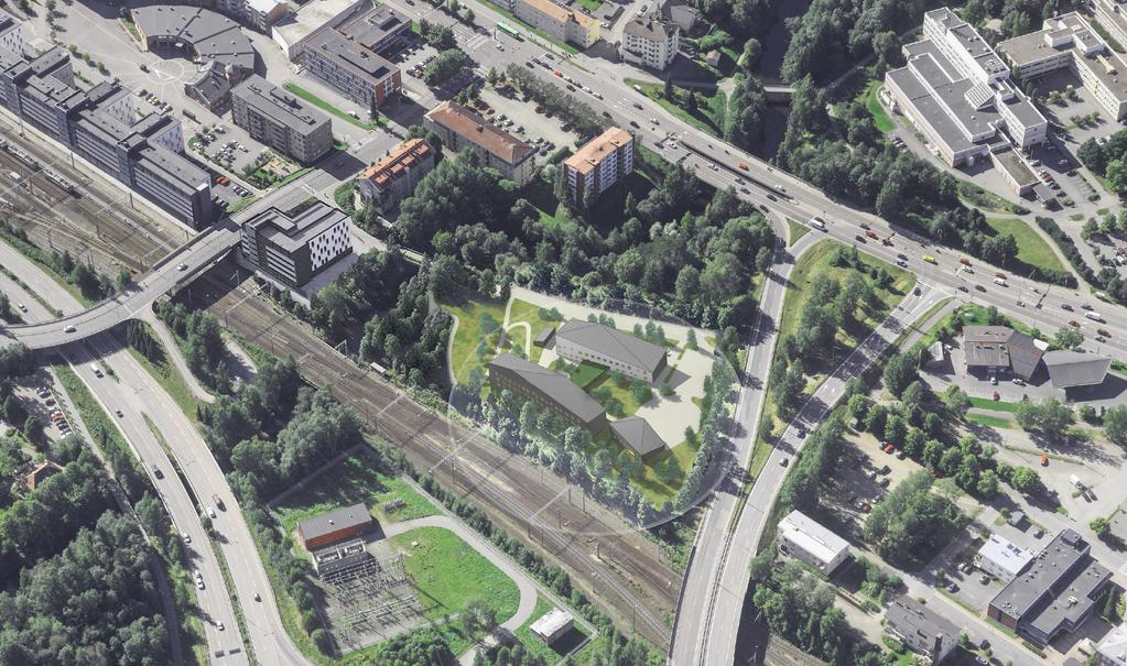 Havainnekuva alueen tavoitteellisesta rakenteesta sekä rakennusten