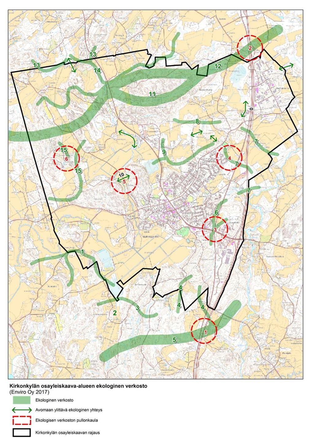 5.3.2019 39(112) Tärkeimmät yhteydet sijoittuvat Mutaanmäen metsäselänteelle sekä osayleiskaavarajauksen eteläosaan.