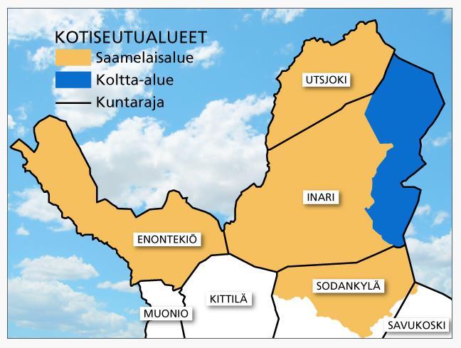 Saamelaisten kotiseutualue Kuvankaappaus sivulta: https://www.samediggi.