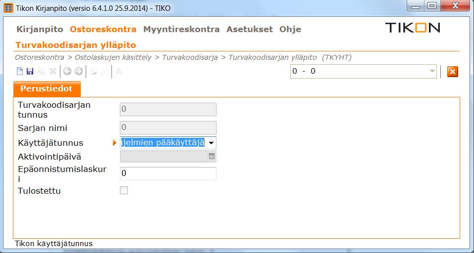 Toukokuu 2015 6 (9) 1.3. Turvakoodien käytön aloitustoimet Ensimmäiseksi on luotava turvakoodisarja TIKO käyttäjälle.