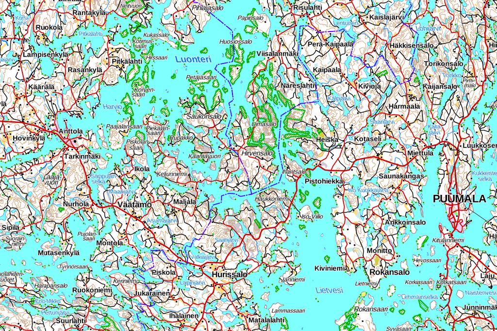 jakautuu kahdeksi tai ei jakaudu riippuen kartoittajan tulkinnasta Saarten nimet Nimen liittäminen saarikohteeseen