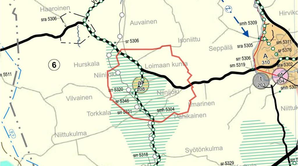 NIINIJOEN KYLÄALUEEN OSAYLEISKAAVA 14 sr 5346 srr 5320 srr 5321 Niinijoki Kansakoulu Niinijoen rannassa 1896, laajennus 1927. Hirsirunko, satulakatto. Kouluna v.1977 asti.