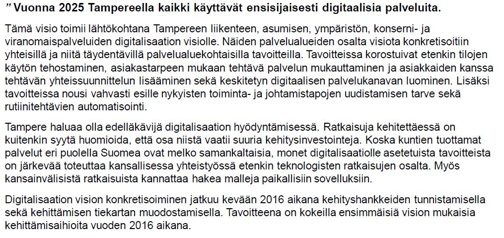 Esimerkki 3: Tampereen digivisio