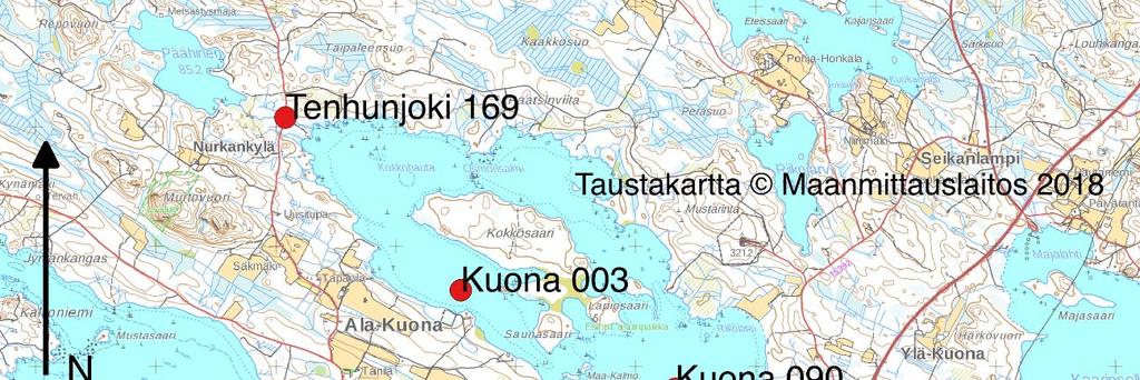 51 Kuva 19. Hertta-ympäristötietojärjestelmästä poimittujen vedenlaadun seurantapaikkojen sijainnit Kuonanjärvellä ja sen valuma-alueella. 4.