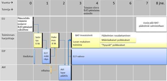 katsoo tämän tarpeelliseksi. Tarkastusmenettely etenee tämän jälkeen kuvan 2 osoittamalla tavalla. (Ympäristöministeriö 2017) 19 Kuva 2. Ympäristöluvan tarkastusmenettelyn kulku.