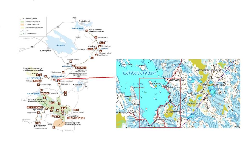 -Lehtosenjärven rantaviivalle rakennetaan uudet pitkospuut. -Lehtosen tulipaikkaa kunnostetaan sekä lisätään reittikartta ja infotaulu.