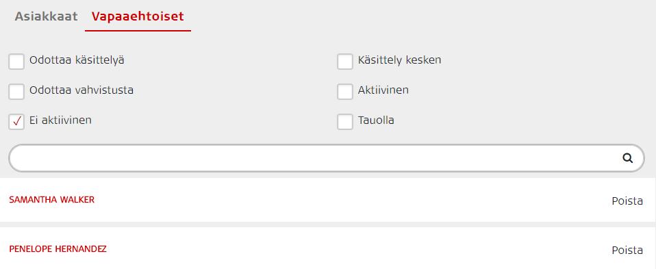 Lopullisesti kortit voi poistaa ystävävälityksen hallintanäkymästä, joka on näkyvissä vain ystävävälitysryhmän vetäjän- ja työntekijöiden käyttäjätasoilla.