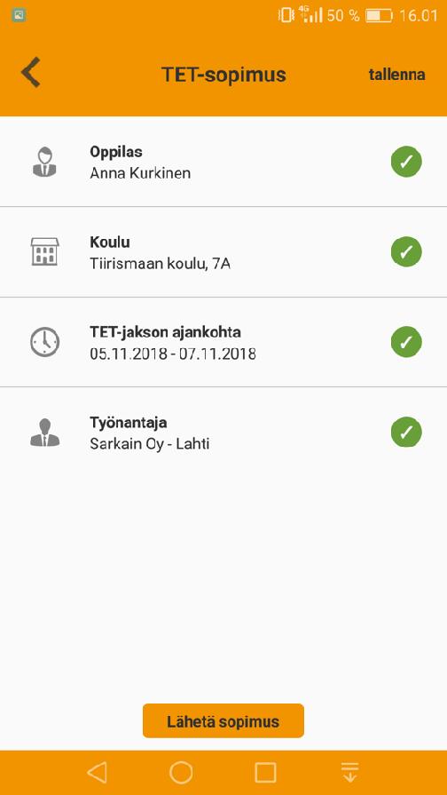 2.3 TET-SOPIMUS Muista tallentaa tiedot välillä.