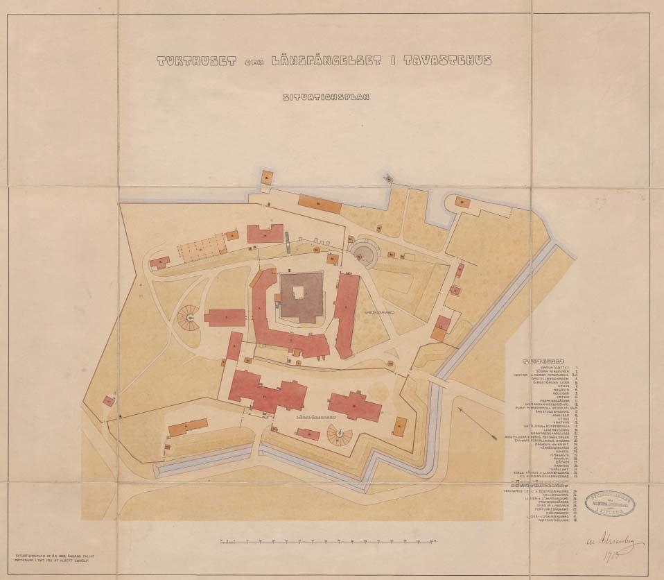 Vuoden 1910 asemapiirustuksessa näkyy vankilan laajentumisesta