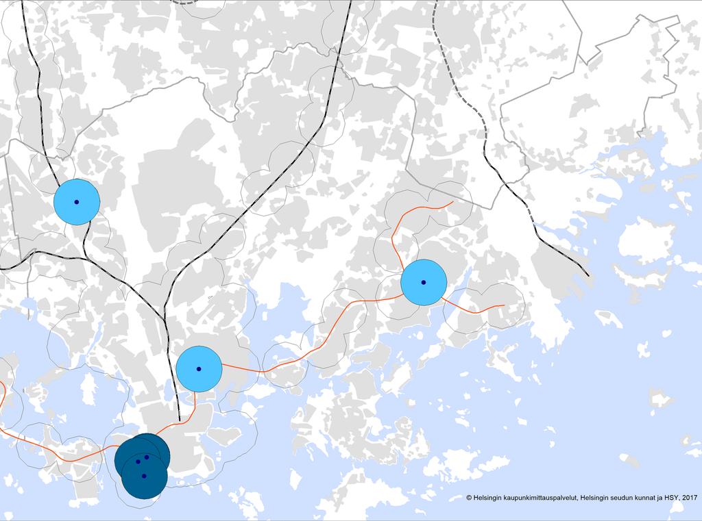 Kaupunkirakenteen toiminnallisuus Uusien asukkaiden sijoittuminen raideliikenteen piiriin 218* Henkilöä +3 765 Väkiluku 31.12.