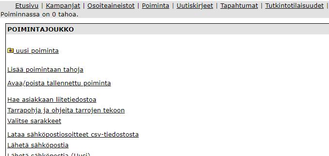 7 Sähköpostin lähettäminen Käytössä on perustason editori.