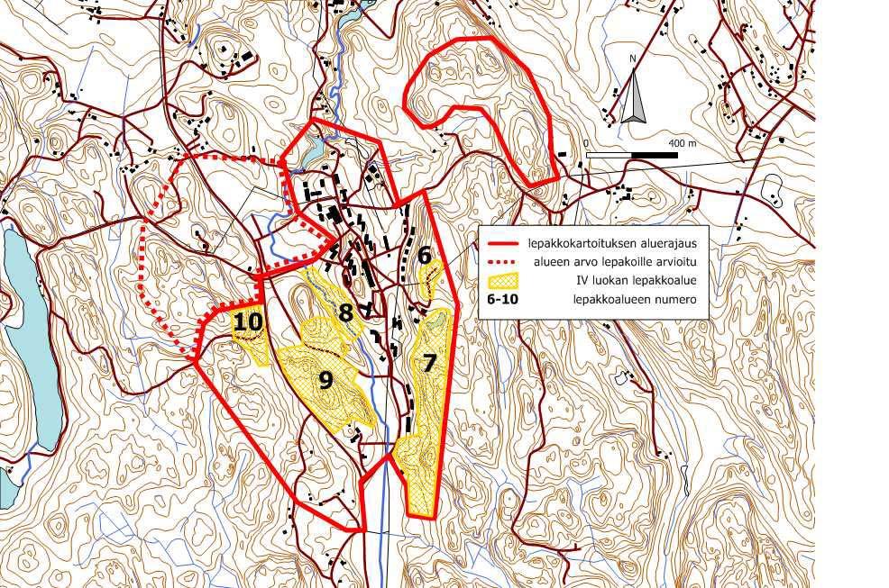 Alue 4 (kartta 3-5): Pellonreuna jossa paikallinen ja säännöllisesti saalistava pohjanlepakko. Alue 5 (kartta 3-5): Vanha metsätie joka on viiksisiipoille sopiva lentokäytävä.