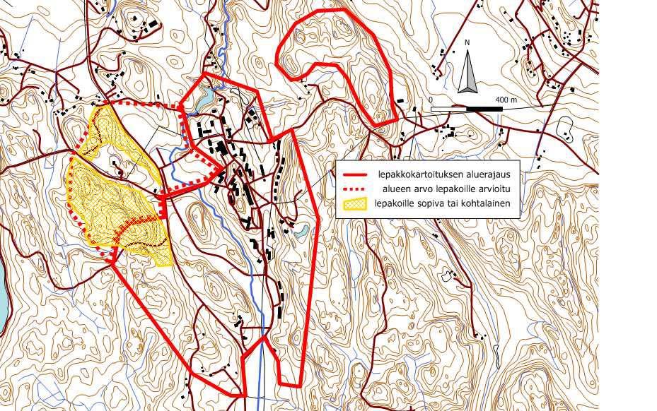 3.5.3 Luoteisosan arvioitu luokitus Selvitysalueen luoteisosaa ei kartoitettu kesän aikana koska alueen maankäyttösuunnitelman luonnoksen laajassa rakentamisvaihtoehdossa alueelle ei ehdotettu