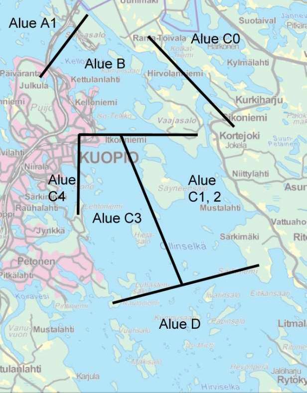 Savo-Karjalan Ympäristötutkimus Oy 4 Tunnus Alue Havaintopaikka Kuvateksti A Pohjois-Kallavesi P-Kallavesi 0 Pohjois-Kallavesi CO Nilsiän reitiltä tuleva vesi Jännevirta 600 Jännevirta B Powerfluten