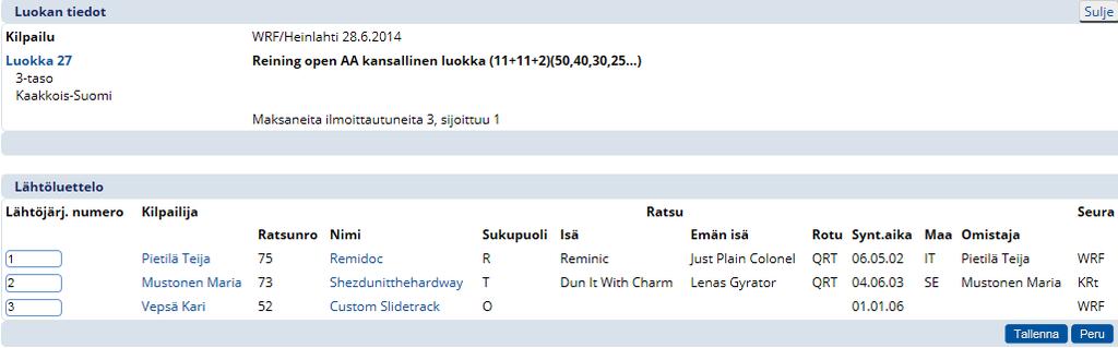 Koulu- ja kenttäratsastuksessa luokkajako suoritetaan ennen kilpailua: - Arvo esim.