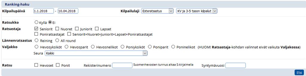 15 Rankingpisteet Kotimaan kilpailuista (tasot 2-5) rankingpisteet julkaistaan SRL:n toimesta tulosten, tasojen ja kertoimien tarkistuksen jälkeen. Joukkuekilpailuista ei jaeta ranking-pisteitä.