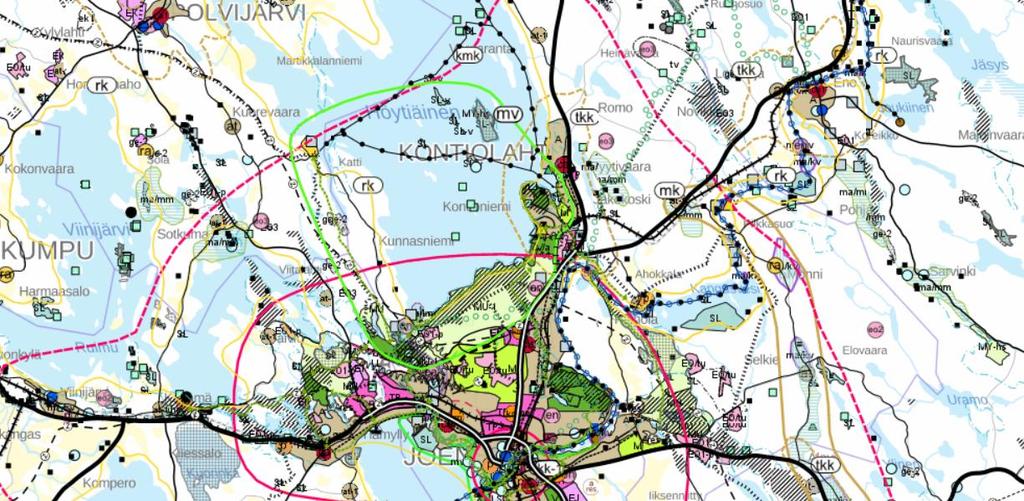 Valtakunnalliset alueidenkäyttötavoitteet välittyvät yleiskaavaan osin maakuntakaavan kautta.