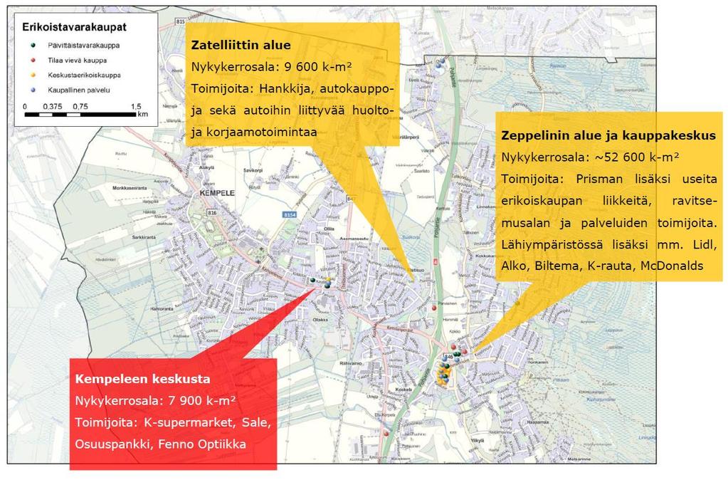 FCG Finnish Consulting Group Oy Kaavaselostus 34 Vastaavasti Oulun Metsokankaalle on asemakaavoissa osoitettu päivittäistavarakaupan rakentamista Ouluntullin eritasoliittymän koillispuolelle.